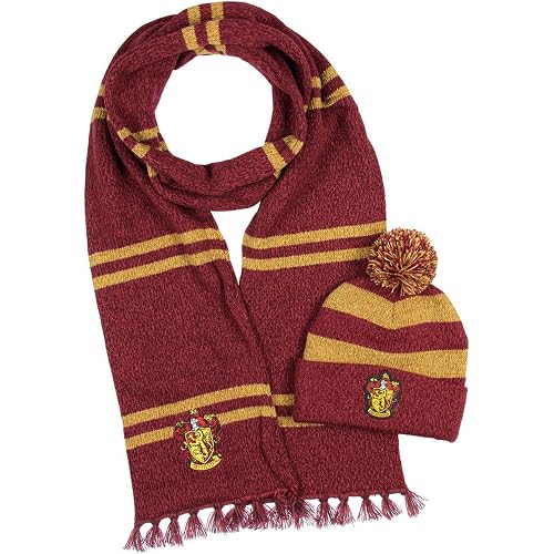 Harry Potter Hogwarts Houses Knit Scarf & Pom Beanie Set