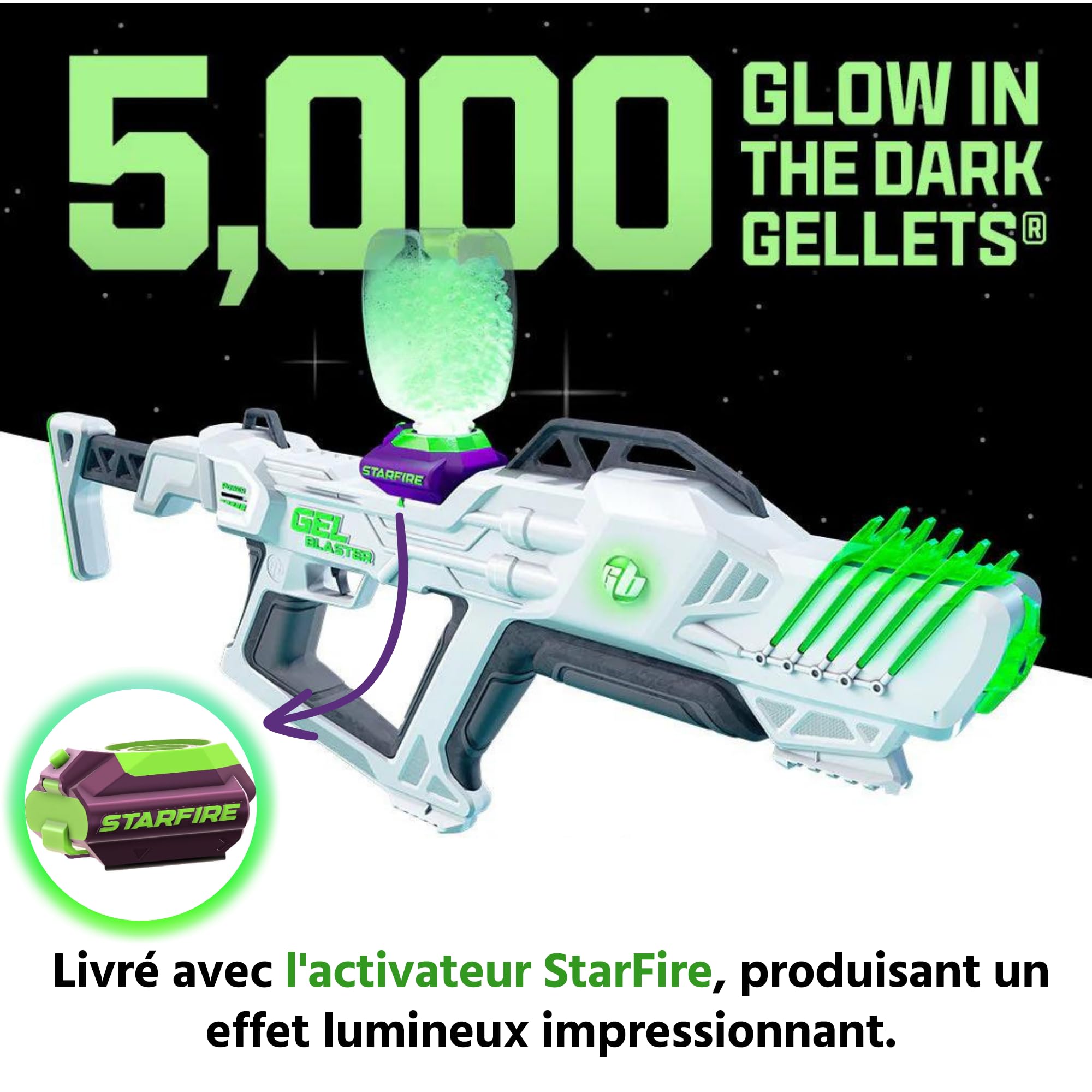 Gel Blaster Surge XL - Pistolet à Bille de Gel Électrique, 45m, 14+ | 3 modes de tir, réservoir 1.000+ gellets, batterie USB-C (4h), inclus lunettes de protection.