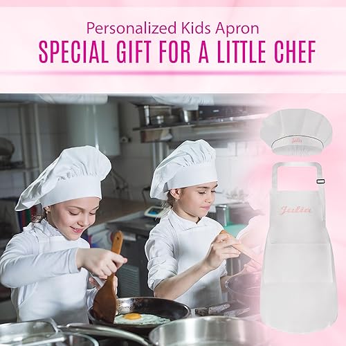 Miniatura 55 de Juego de delantal personalizado y sombrero de chef, bonito disfraz de chef para niños, delantales con bolsillos para cocinar, pintar, fiestas Negro