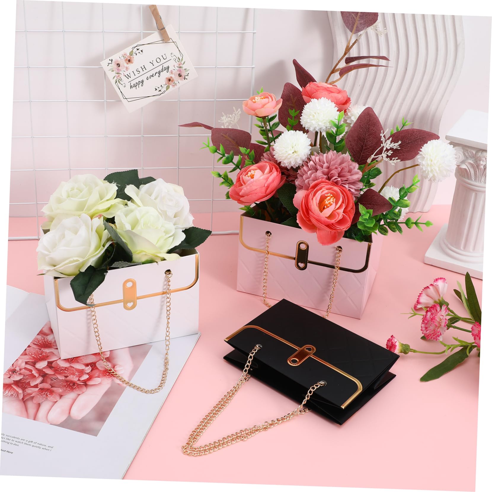 HOMOCONO 9 Pezzi Borse Bouquet con Manici Scatole Decorative per Composizioni Floreali Design Elegante e Versatile per Regali e Imballaggi