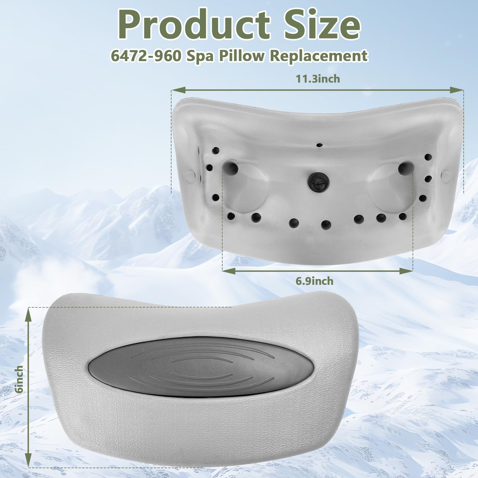Paquete de 2 Almohadas de SPA 6472-960 de Repuesto para spas Sundance 850 y 880 Series (2001-2008), Almohada Exterior para reposacabezas de SPA de hidromasaje 6455-467 con Inserto 6455-482