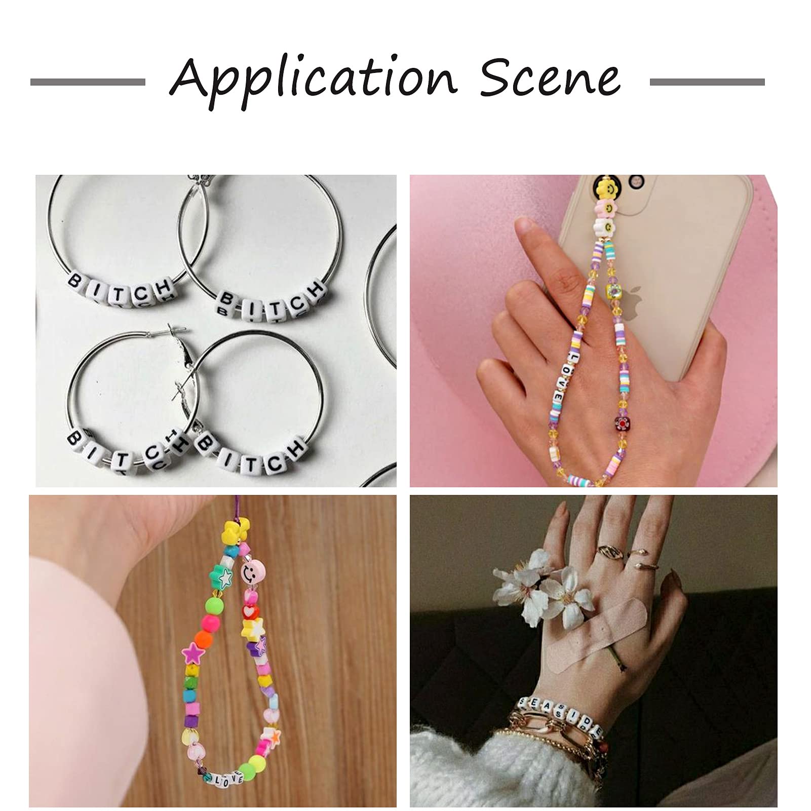 Pandahall Lot De 500 Perles Rondes Et Plates En Acrylique Avec Lettres