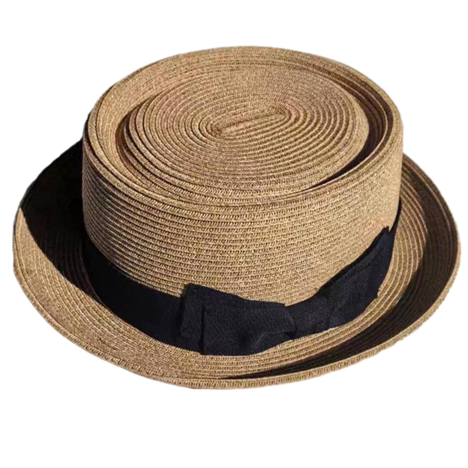 LIUZIKUN Sombrero canotier para Mujer, Sombrero canotier, Sombrero Fedora de Paja, Sombrero de Playa de Paja de Estilo británico, Sombrero de Paja, Sombrero panamá, Accesorios para Fotos