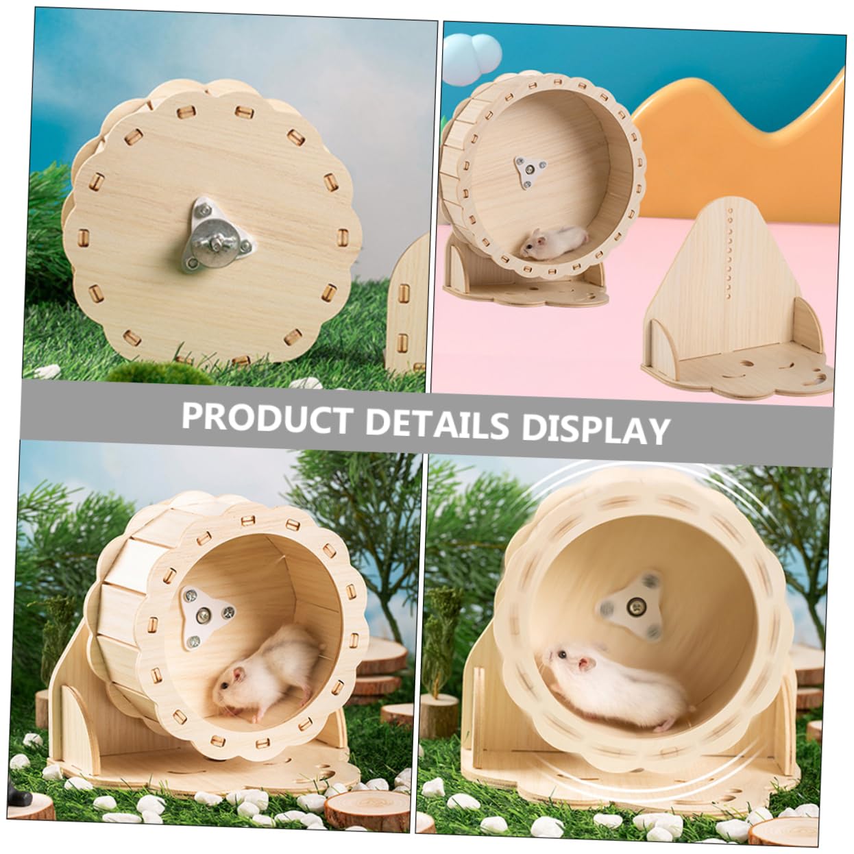Ruota Silenziosa per Criceti e Piccoli Animali Domestici in Materiale Sintetico Khaki, per Esercizio e Sollievo Dalla Solitudine in Casa o Negozio per Animali