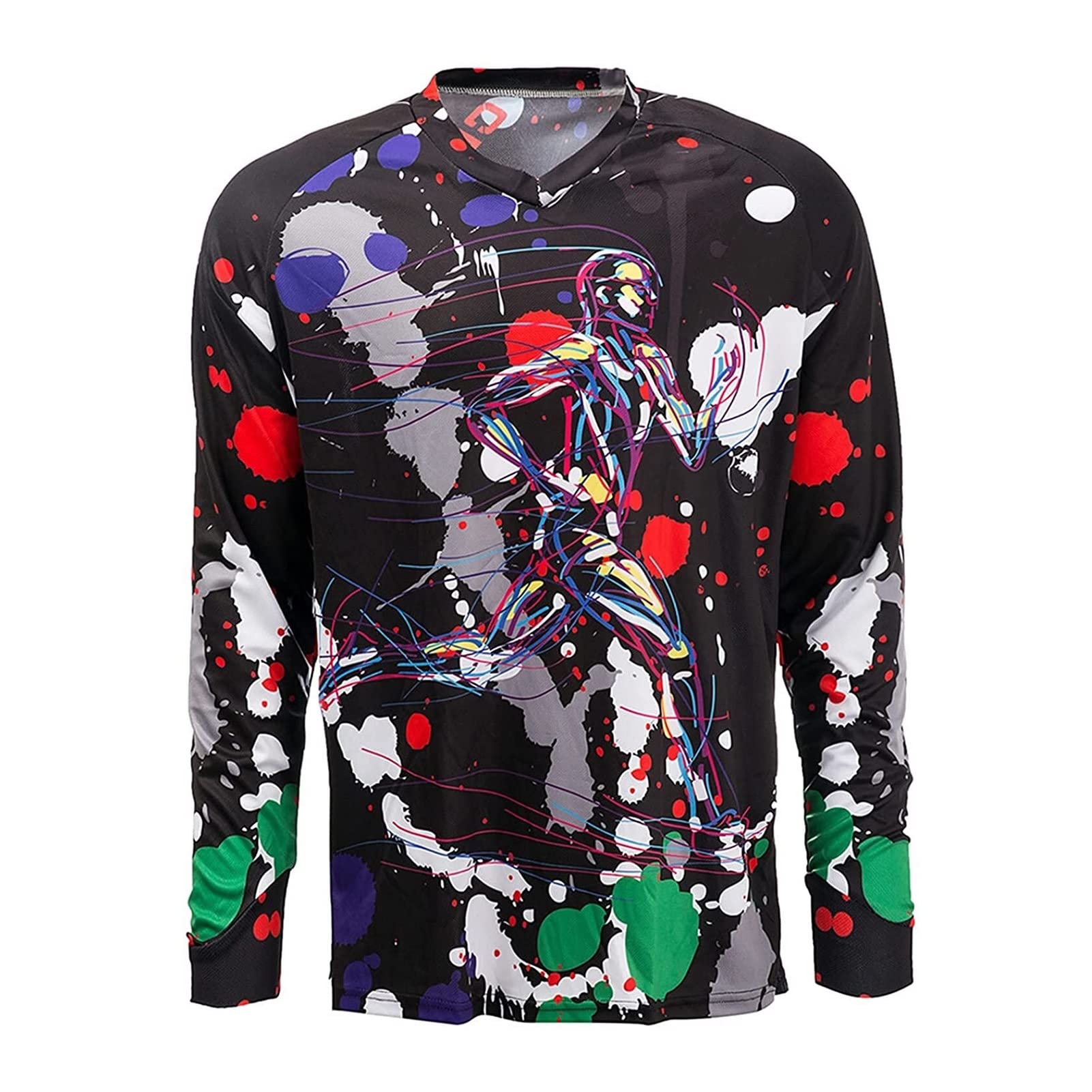 KAISUNCycling Jersey Men's Mountain Bike Motocross Downhill Suit Long Sleeve MTB T-Shirt Outdoor Breathable Cycling Jersey (Color : TYP-1, Size : XXL)