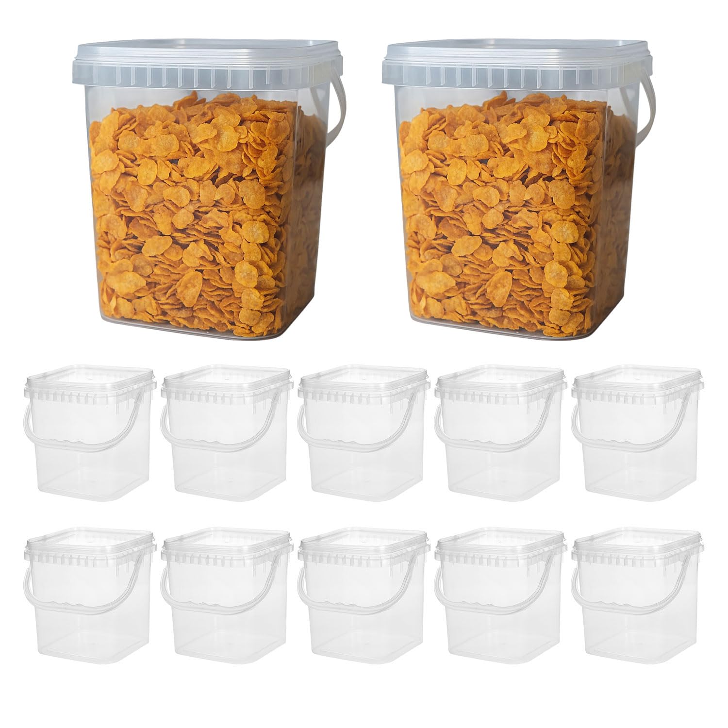 TWO TIGERS Fiambrera de Plástico Multiusos. Pack 12 Envases. Fiambreras con Tapa y Asa para Bar, Restaurantes, Cafeterías, Hostelería, Comercios, Hogares. Almacenamiento Alimenticio (6,5L)
