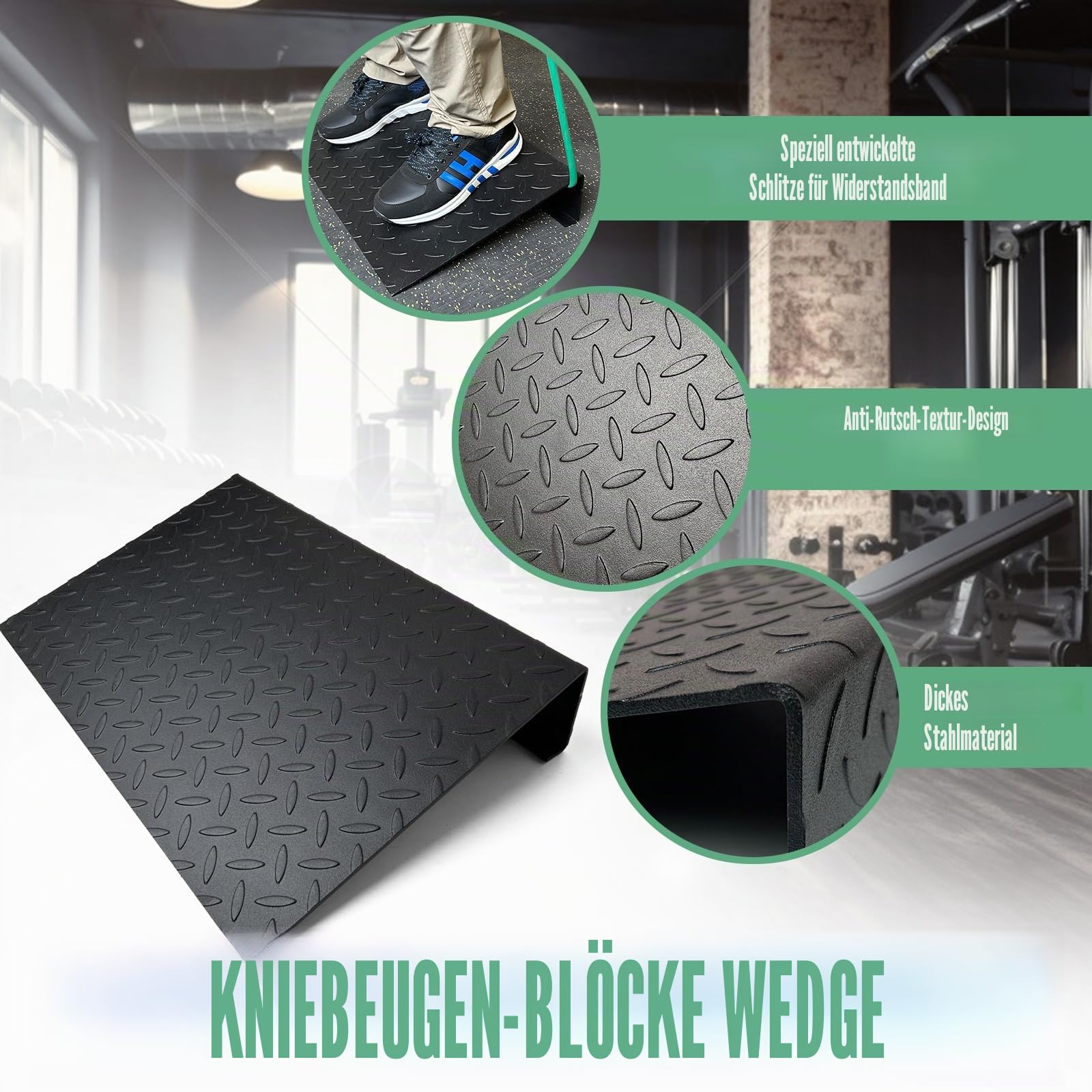 Stahl Squat Wedge Block, Squat Board für Squats, Heel Elevated Squat Wedge, Gewichtheben, Split Squat Stand, Slant Block Board für Waden Stretching