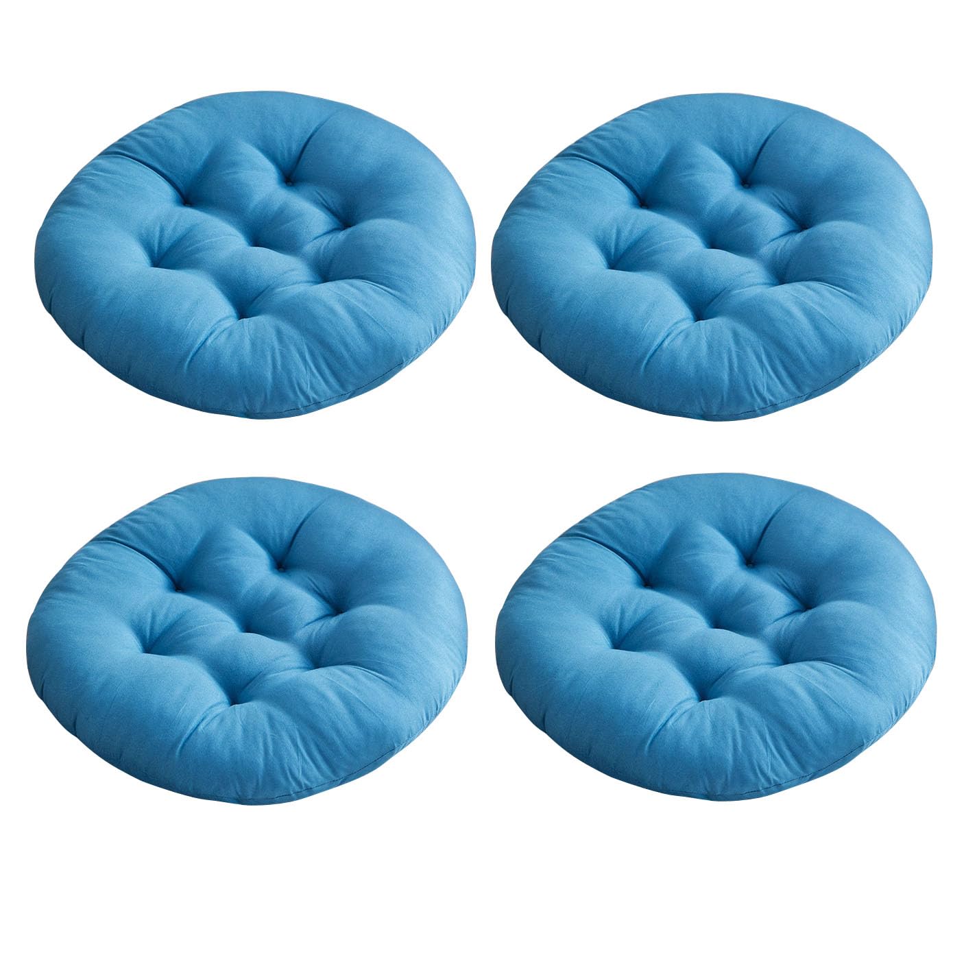 kuyouqi Pack of 4 Round Chair Cushion, 38 x 38cm Breathable Seat Pad Soft Seating Cushions for Kitchen Dining Garden Living Room Bedroom Floor (Blue) — image 1