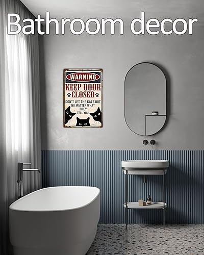 Miniatura 25 de Letrero de metal retro con texto en inglés "Are You Pooping Cat Cat", decoración de baño con texto en inglés "Are You Pooping", decoración del hogar