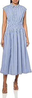 Solid Smocked Dropped Waist MIDI Dress Price In India
