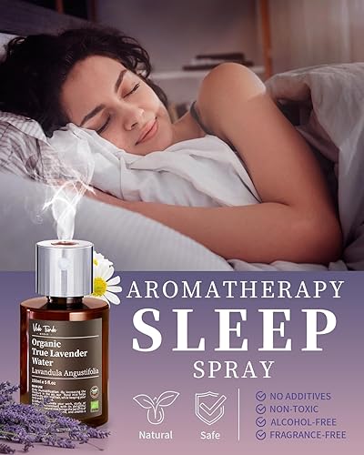 Miniatura 2 de VTS Agua orgánica de lavanda y manzanilla romana floral con difusor, ambientador de aromaterapia mini humidificador (5 onzas líquidas de hidrosol de