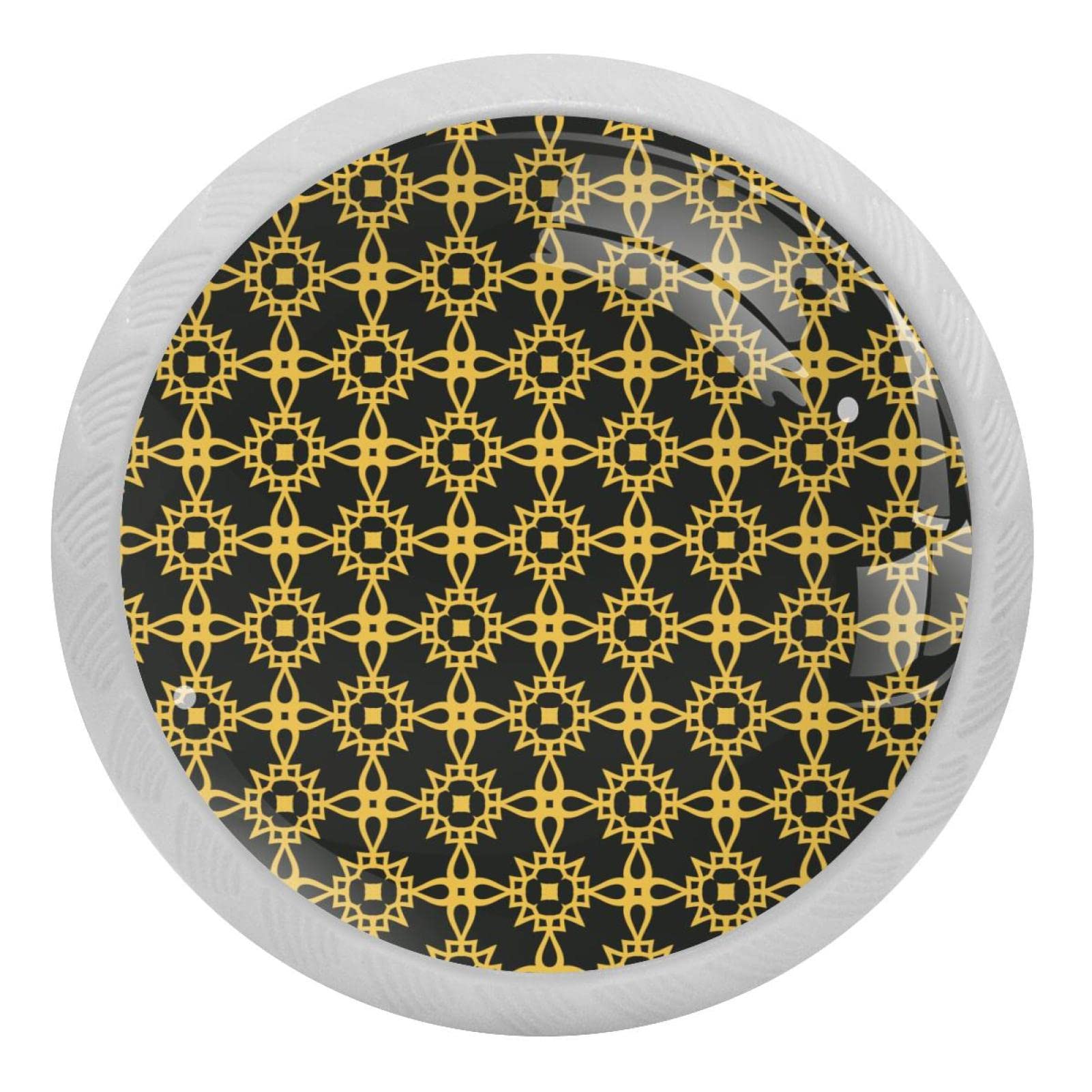 Bouton de tiroir géométrique noir pour cuisine et salle de bain luminescente - Lot de 4