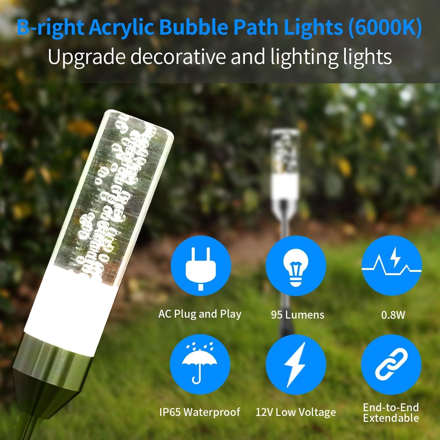 6 Pcs Low Voltage Pathway Lights + 3PCS Extension Lights(No Adapter) + 2 X 6.5ft Extension Cable