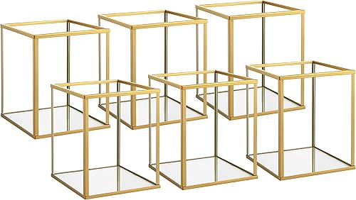 Miniatura 7 de yshengood Juego de 6 portavelas de cristal con forma de huracán, 4.9 x 3.9 pulgadas, corto y mini portavelas de cristal negro para velas de té