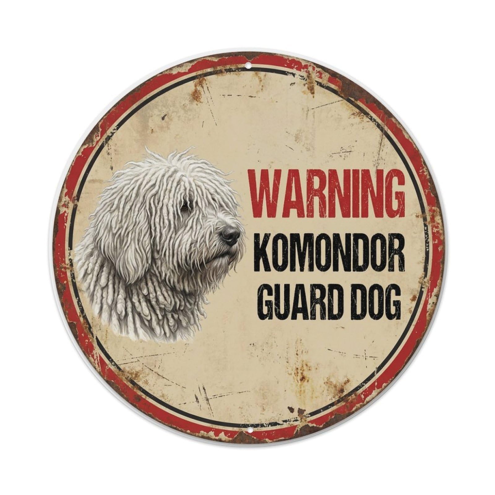Tgrcjimh Style Metal Tin Sign Vintage Warning Komondor