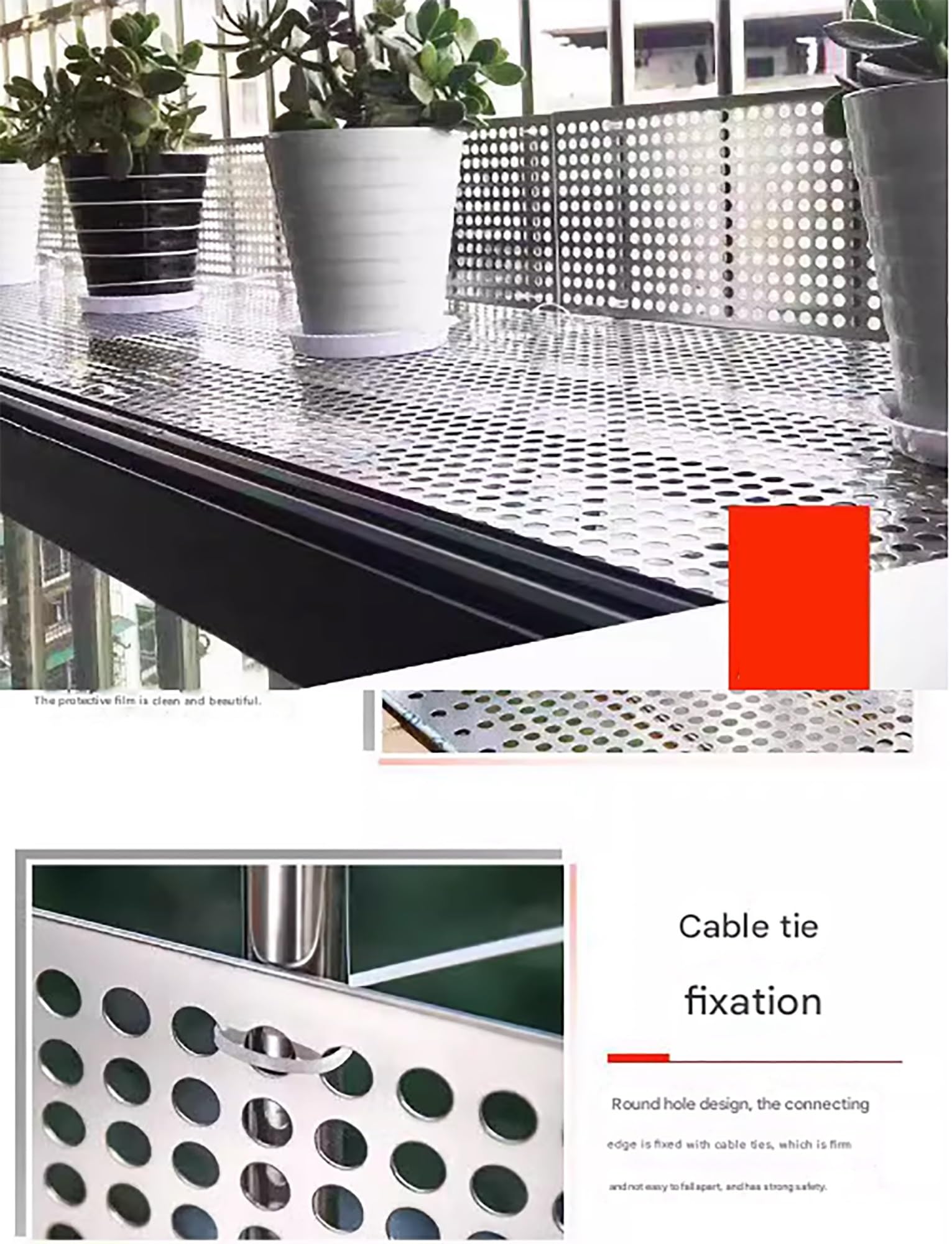 Piastra metallica perforata in acciaio inox 304, rete di sicurezza per balcone e gatti, tappetino in rete anticaduta per finestre (55 x 150 cm) - soluzione durevole e sicura per la sicurezza degli