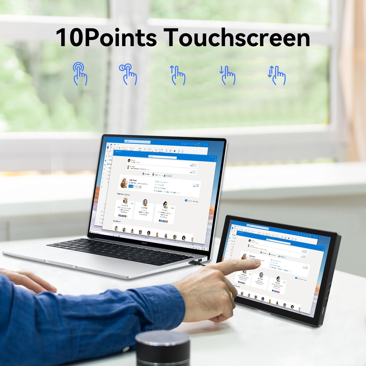Showscren Small Touchscreen Monitor 10.1inch,1366x768P Touch Screen 60hz 400cd/m² 99% sRGB HDMI USB-C Travel Portable Monitor for Xbox PS4/5 Laptop Raspberry pi — view 3