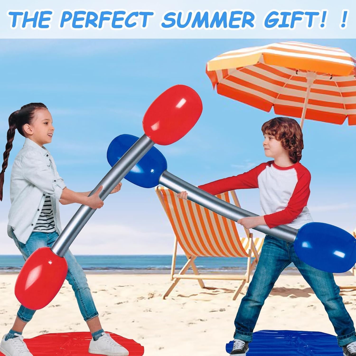 Bastone da duello gonfiabile da prato, gioco da gladiatore gonfiabile, adatto per feste, giochi genitori-figli, spiaggia, giardino all'aperto