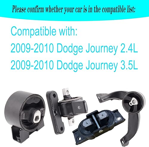 Miniatura 2 de Soporte de motor y montaje Trans compatible con Dodge Journey 2009-2010 2.4L 3.5L Reemplazo para 3165 3183 3155 3246 A5487 A5486 A5465 A5543