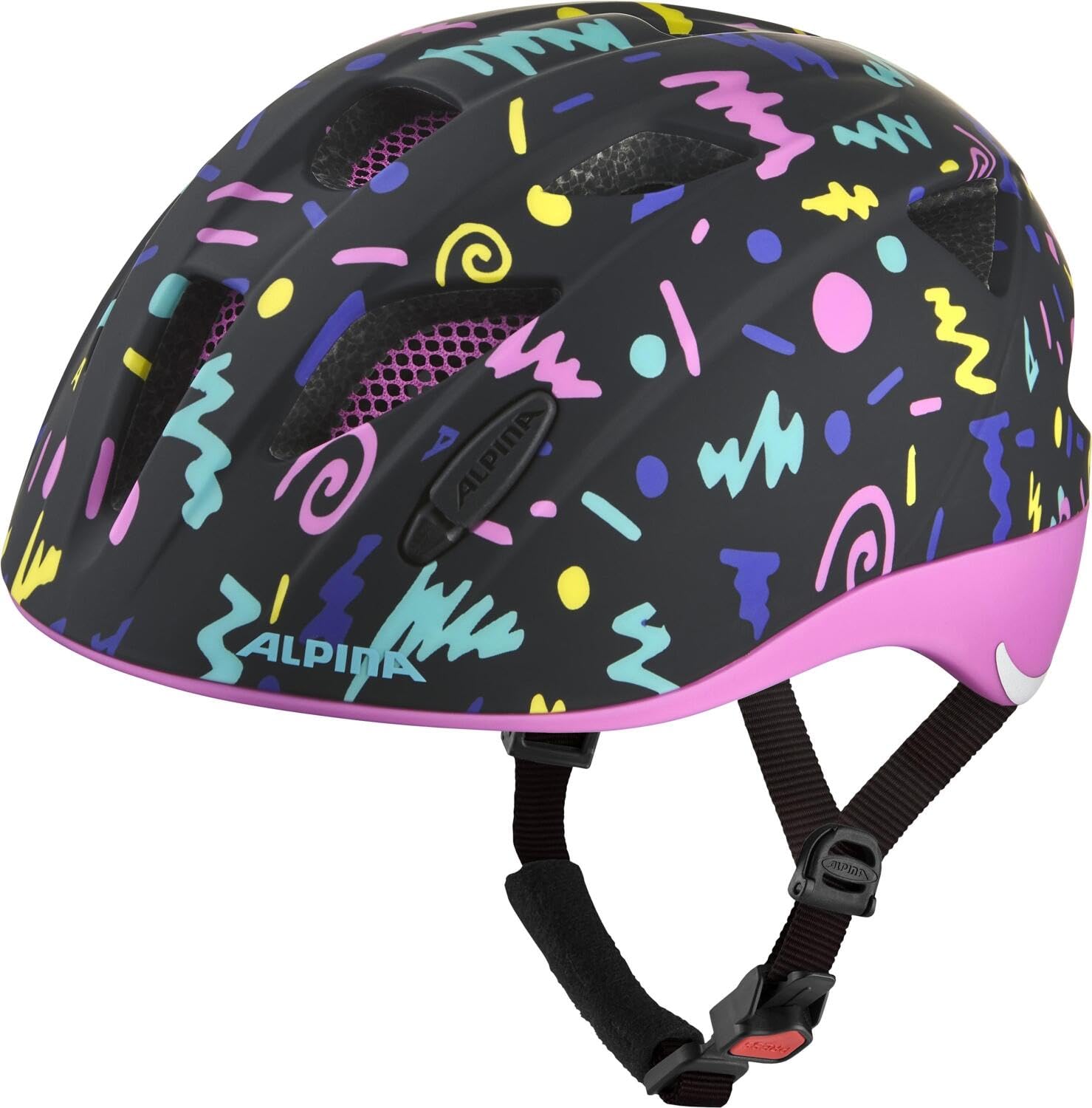 ALPINA XIMO FLASH, black-confetti, 49-54 cm, kask rowerowy dla dzieci, indywidualnie dopasowany ze zintegrowanym Multi-Fit Light