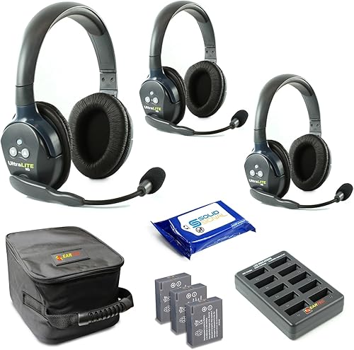 Miniatura 11 de Eartec UL2SD Ultralite - Auriculares inalámbricos de dúplex completo para 2 usuarios - 1 auricular de una sola oreja y 1 auricular de doble oreja