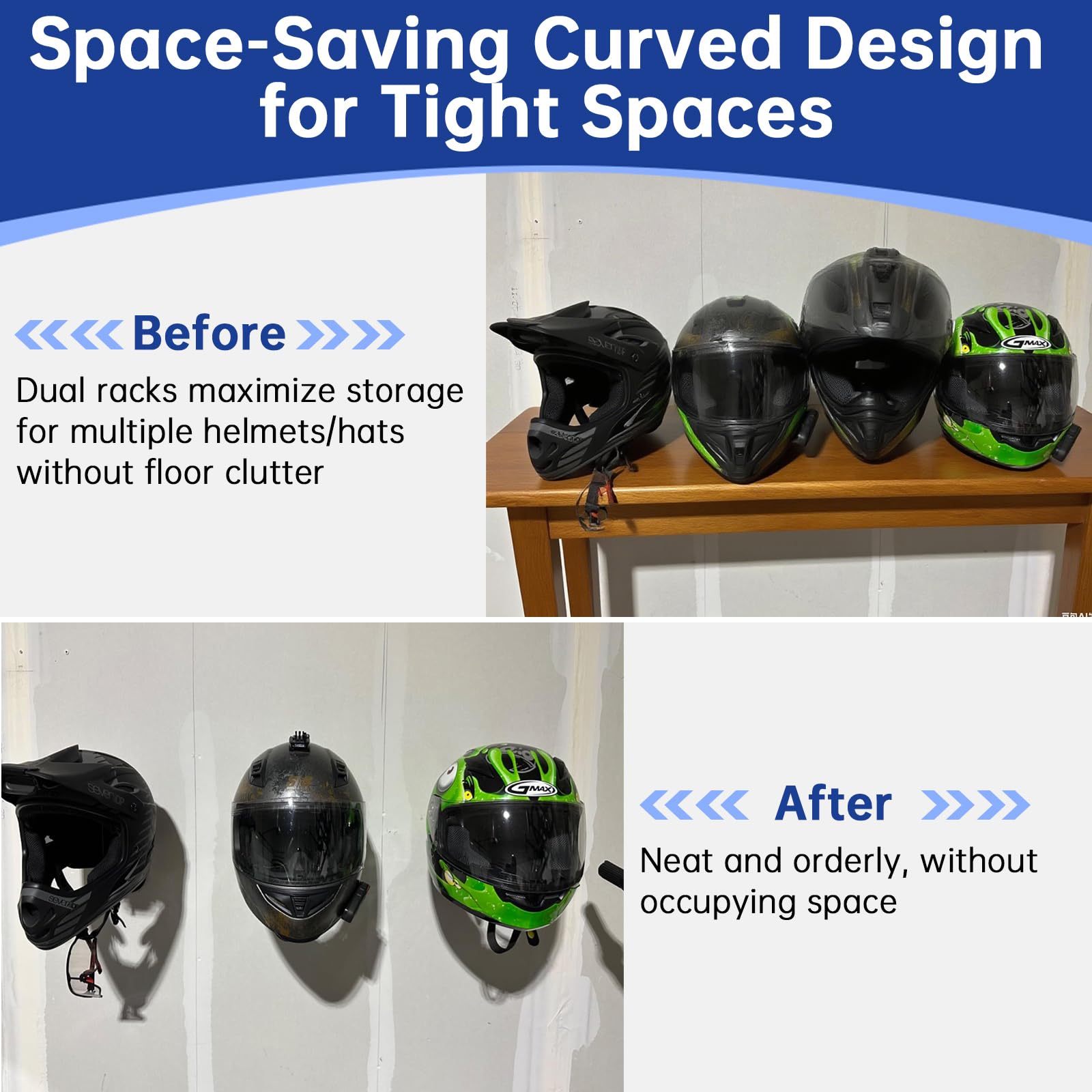 Soporte para casco montado en la pared de 2/4 piezas