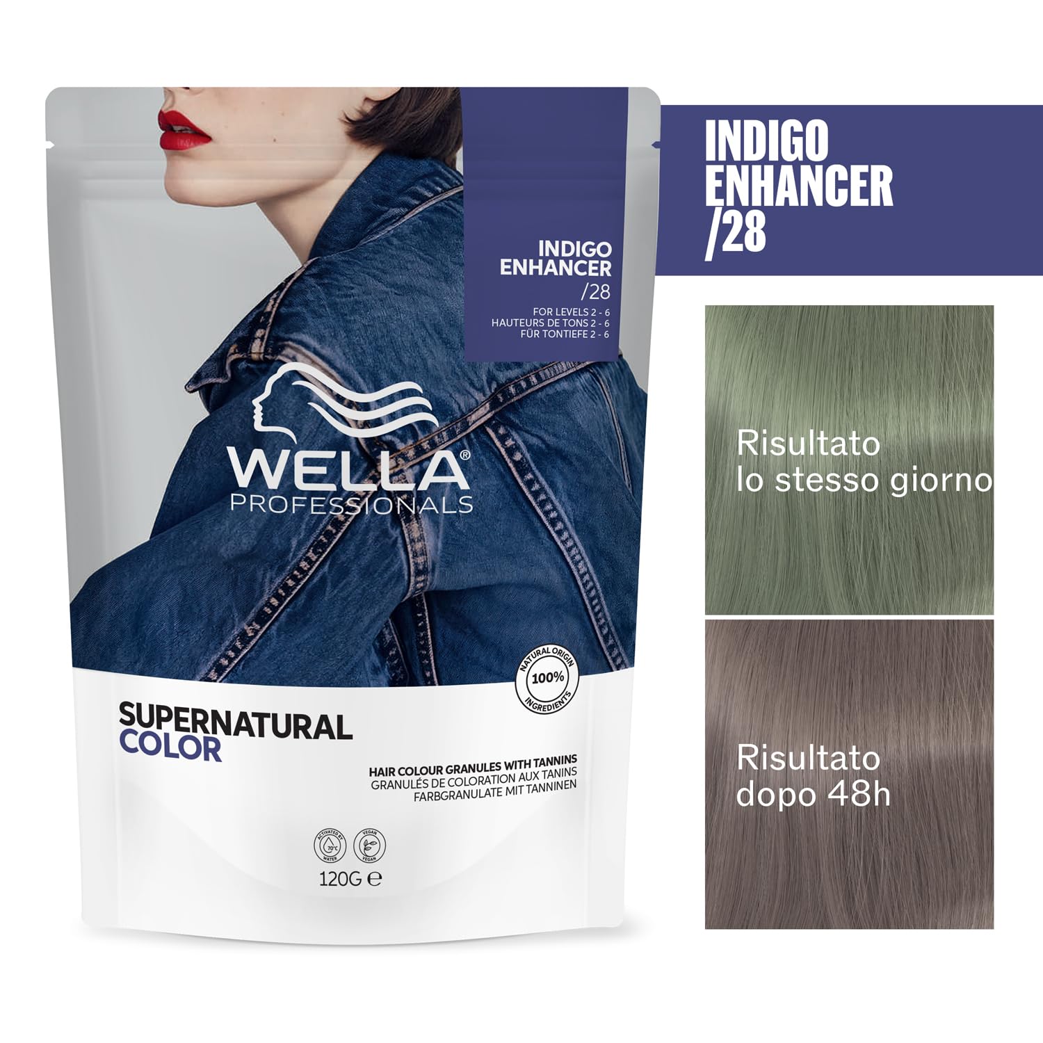 Wella Supernatural Color /28 Indigo Enhancer 120g | Coloración Profesional Efecto Natural, Reflejos Luminosos y Uniformes, Cobertura Suave y Resultado Natural