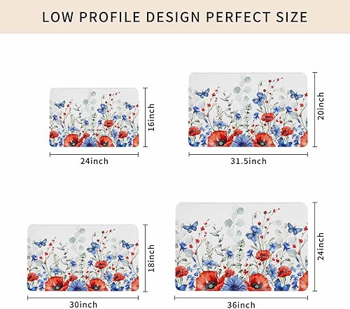 Vista 635 de Tapete de Feliz Navidad, tapete antideslizante para puerta delantera, baño, cocina, dormitorio, patio, entrada, 16 x 24 pulgadas, rojo, negro y verde