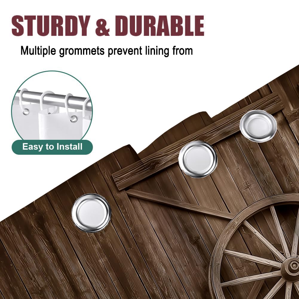Rideau de Douche Porte En Bois À Roulettes Polyester Anti Moisissure Lavable Imperméable Tissu Rideaux de Douche Crochets en C Bâtiments Agricoles Salle de Bain Domicile Baignoire Cabine,Hôtel Tanné