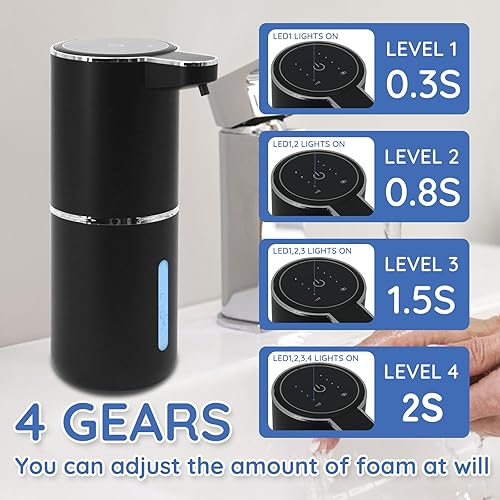 Miniatura 2 de Dispensador de jabón líquido, dispensador automático de jabón, dispensador automático de jabón de 13.5 oz13.5 fl oz, sin contacto, recargable por