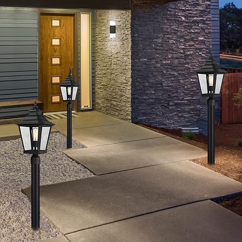 Miniatura 7 de Luces de poste grandes para exteriores, lámpara de poste con acabado negro, impermeable y antioxidante, moderna iluminación exterior de pilar de