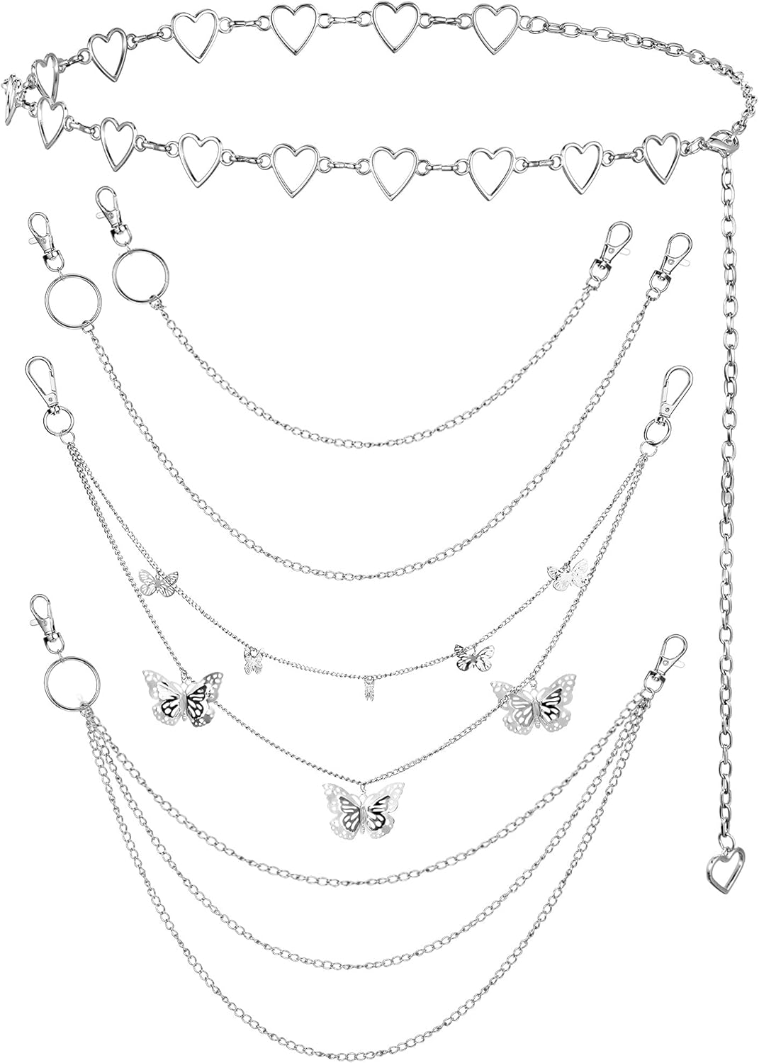 Jadive 5 Pieces Chain Belt Jeans Pants Pocket Waist...