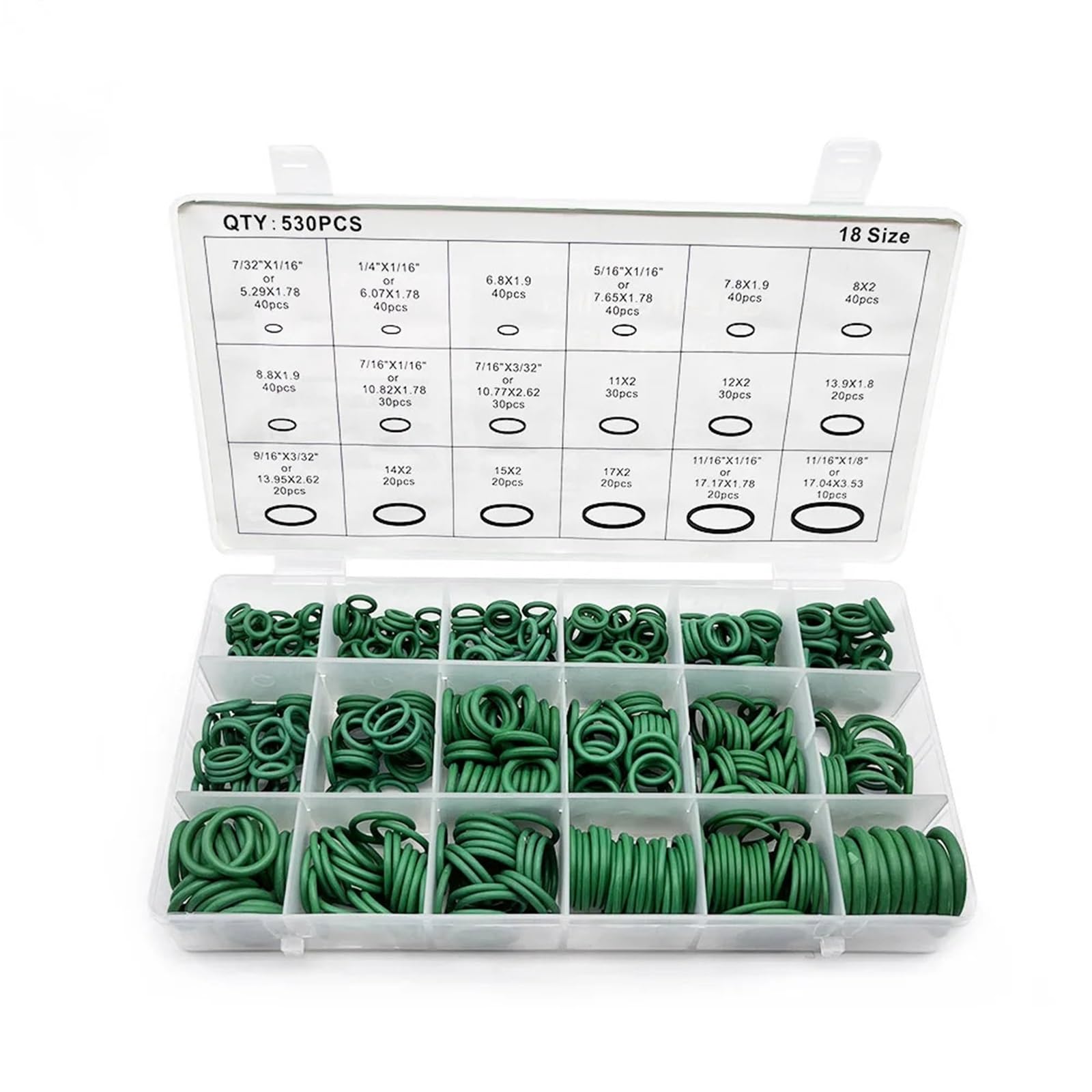 Juego surtido de juntas tóricas de caucho de nitrilo de alta presión, kit de sellado NBR para fontanería automotriz y reparación de grifos (color: 530 piezas verde)
