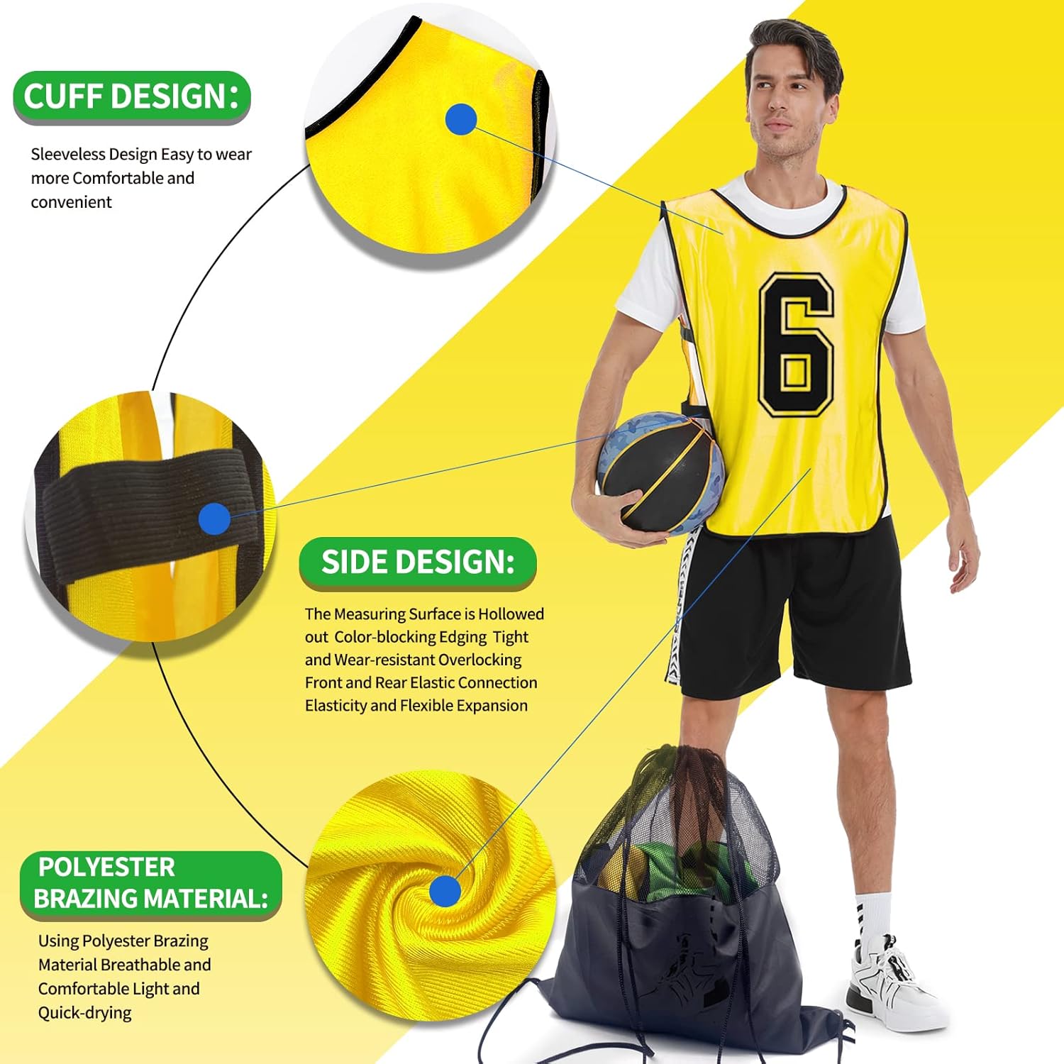 Sports Pinnies-Numbered Practice Vest Pennies for Soccer Basketball Jersey Bibs -Set of 12/Youth Adults Team