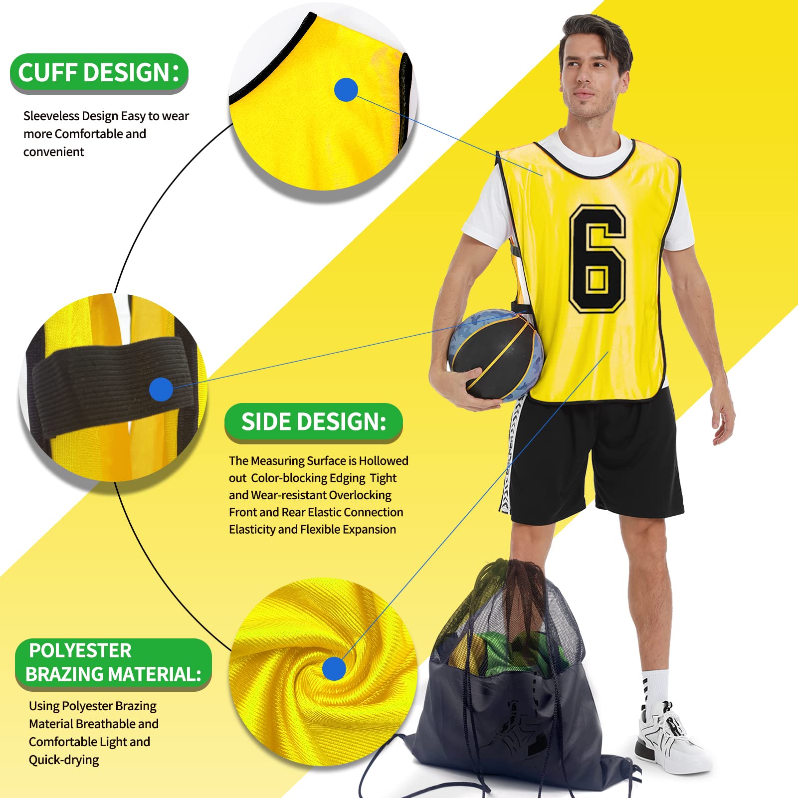 Sport-Lätzchen, nummeriert, für Fußball, Basketball, Trikot, 12 Stück, Jugendliche, Erwachsene