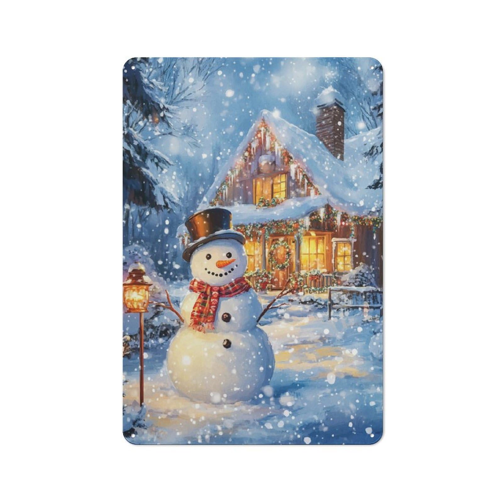 Junmoney Snowman By Cozy Cottage Tin Sign 30X20cm With For Garage Wall, Retro Decor, For Kitchen, Dining Room And Home Bar Wall Decor