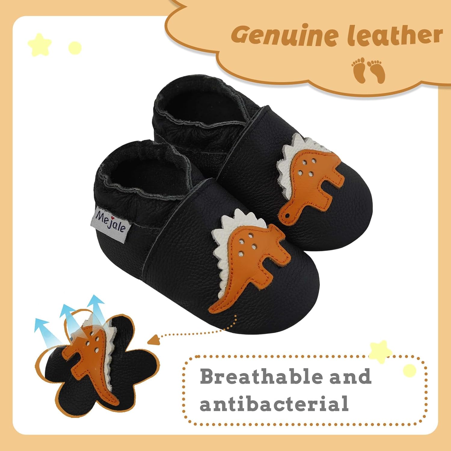 Mejale Baby Shoes Non-Slip Sole Toddler Moccasins Boy Girl Walking Shoe Infant Leather Crawling Slippers - Image 2