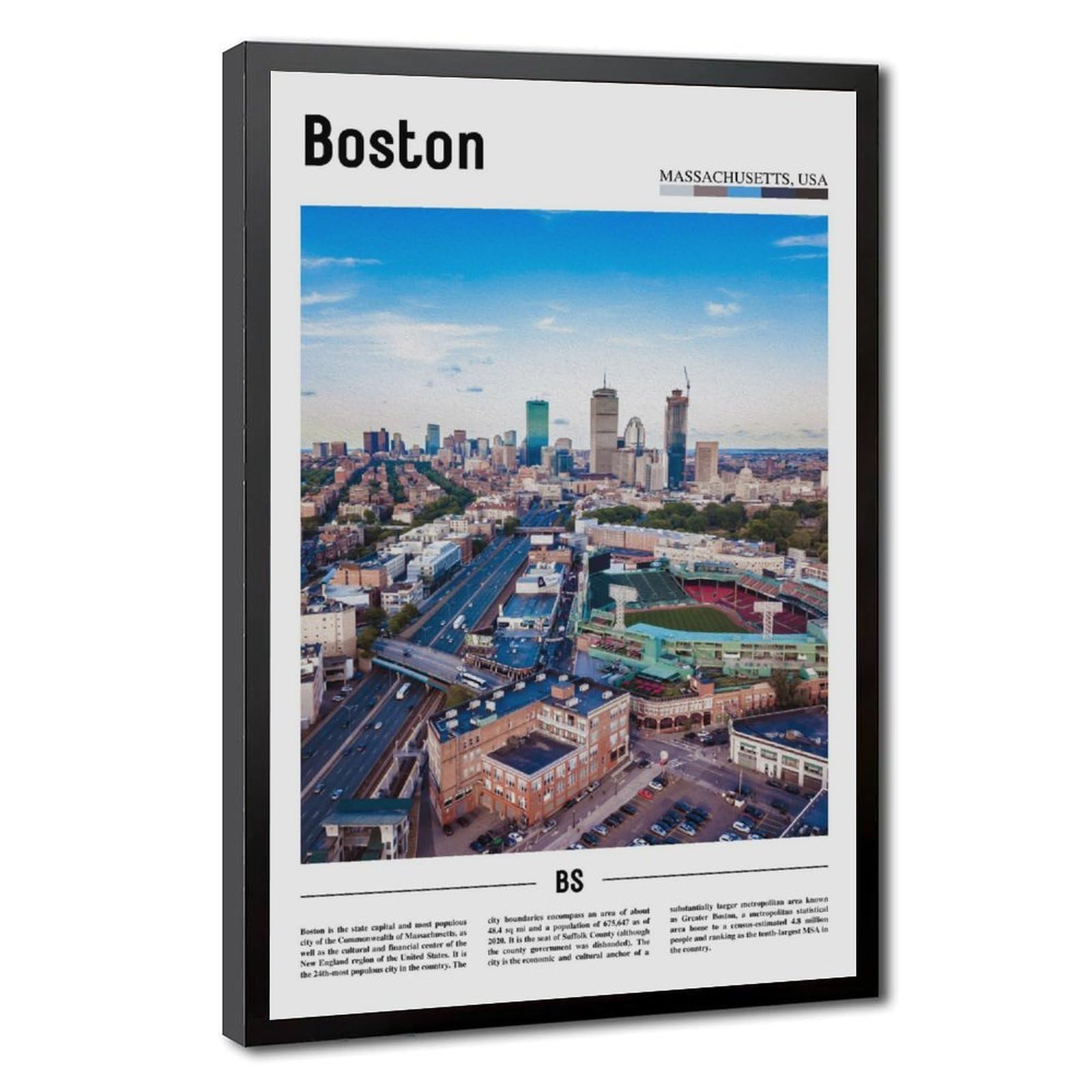 Wcyb Black Frame Boston Massachusetts The United States Of America Scenery Travel Prints Posters Canvas Deco Paintings Wall Art For Office Living Room Hangable Frame 1