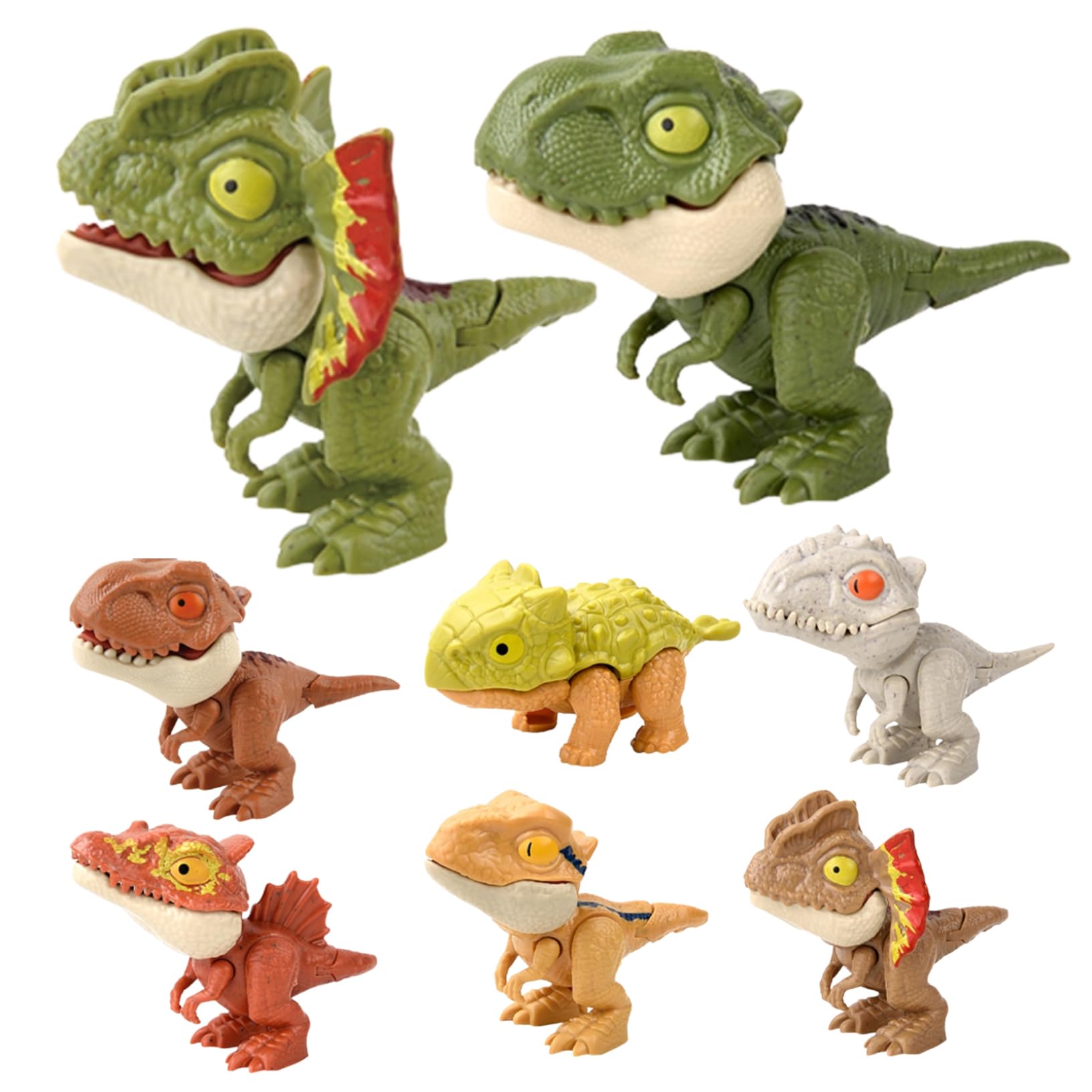 Dinosaur Finger Puppets 8PCS Movable Joint, Mini Dinosaur Figures Educational Funny Puppet Toys for Kids 3+ Indoor Decor