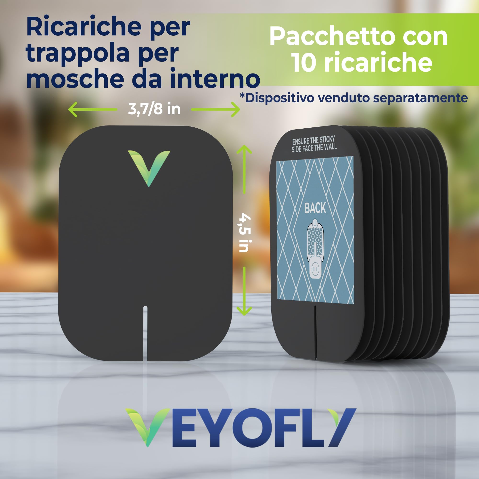 VEYOFLY Ricarica Trappola Insetti Volanti, Cattura Insetti su Carta Adesiva, Trappola Mosche da Interno, Trappola Pulci, Casa Sicura, Trappola Zanzare e Moscerini da Interno (Pacco da 5