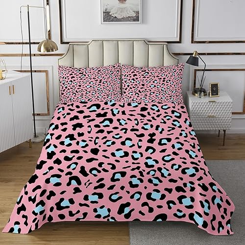 Miniatura 6 de Erosebridal Juego de ropa de cama con estampado de guepardo, color oro rosa, juego de colcha de lujo con lentejuelas rosas, juego de edredón de