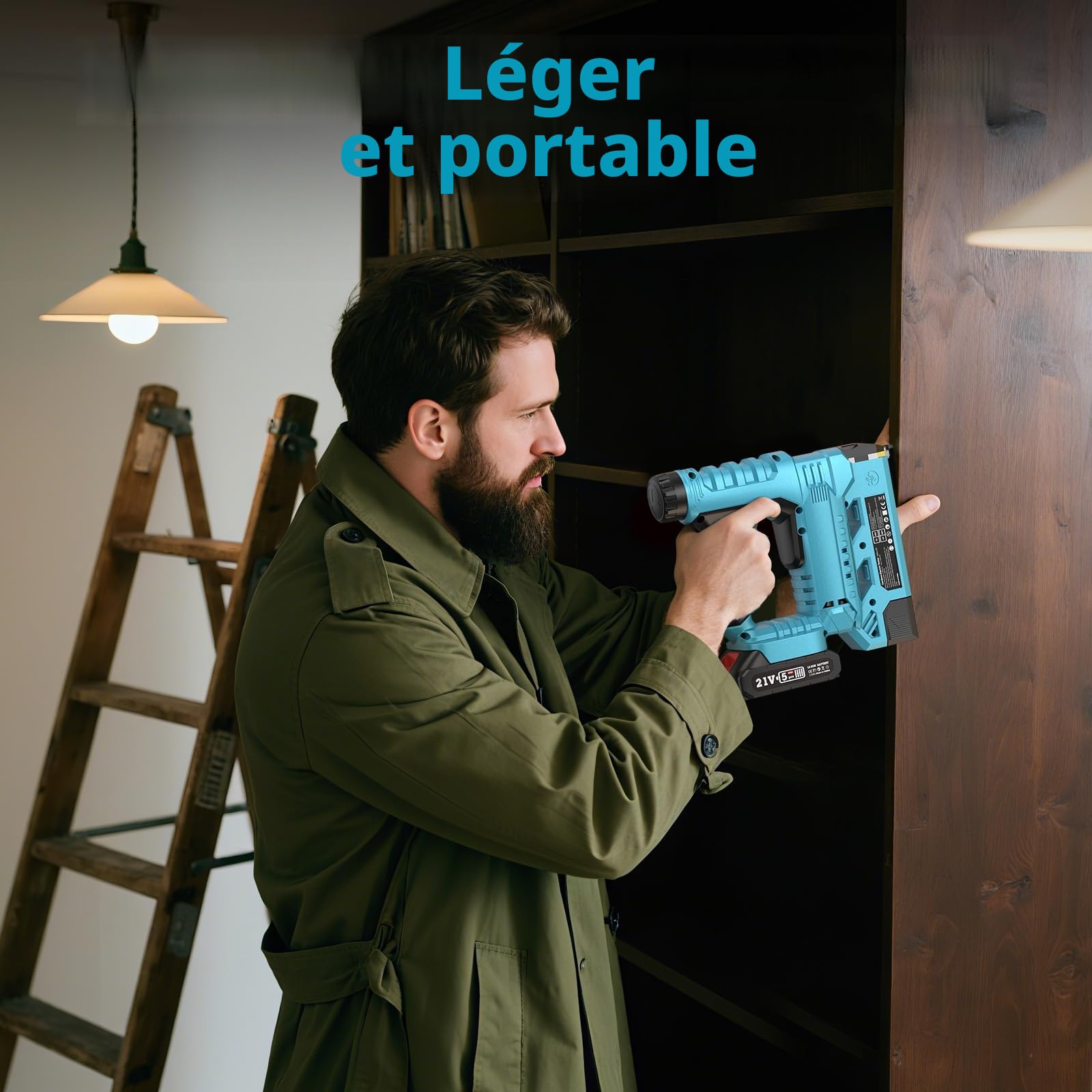 SEESII Cloueur Sans Fil, Cloueur Électrique 18 Gauge avec 2 Batteries 2.0Ah et 1000 Clous/Agrafes, Profondeur de Clouage Réglable, Cloueur-Agrafeuse 2 en 1 pour Tapisserie et Travail du Bois