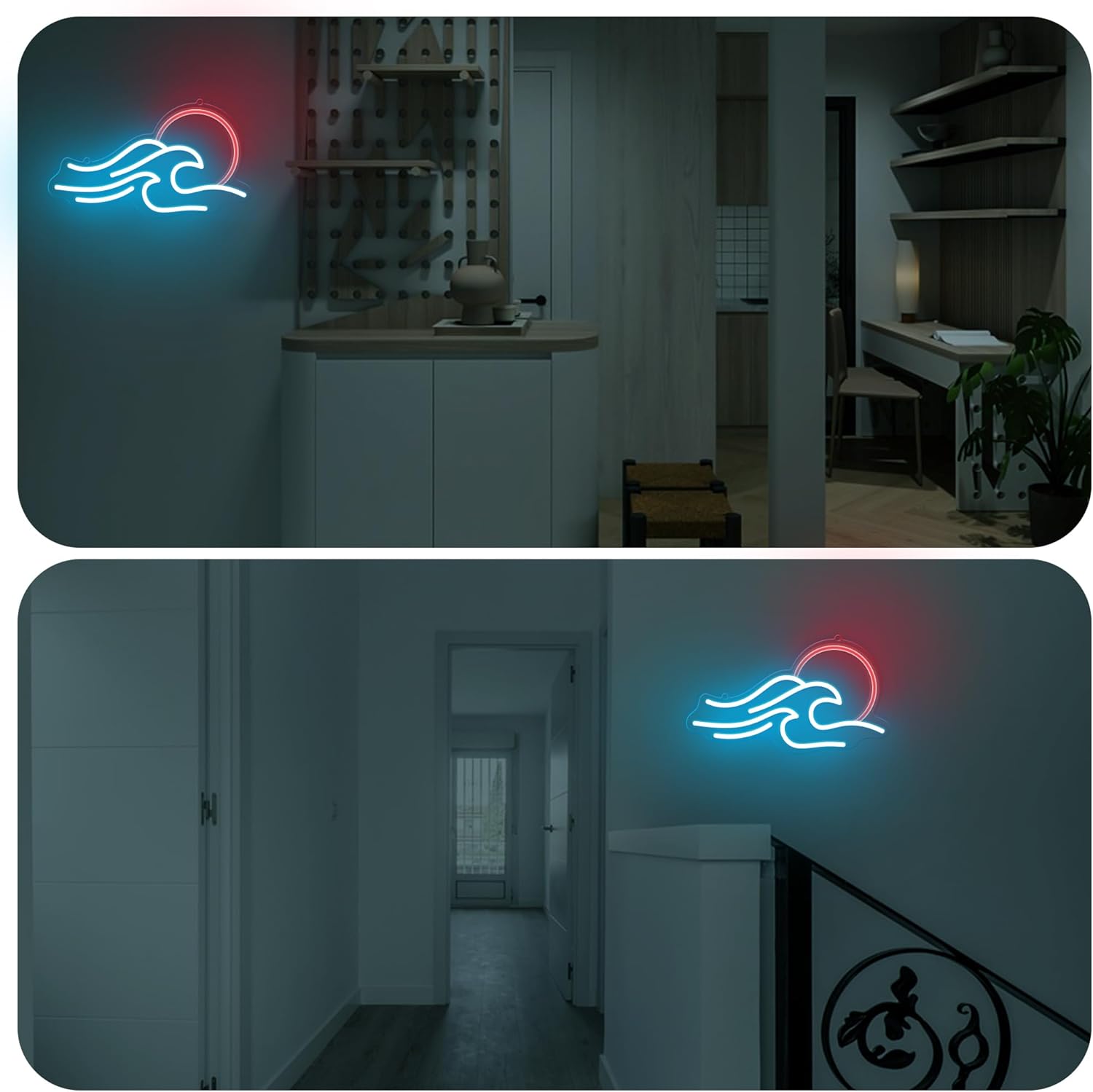 Wave Neon Signs for Wall Decor, Anywin Dimmable Neon Sign Sunrise Sunset Led Signs Wave Art Neon Lights For Living Room, Bedroom Gaming Room, Hotel Decor, Cool Birthday Gifts for Friends, Partner