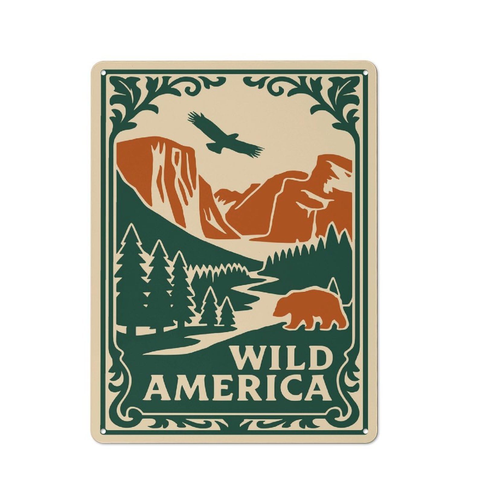 Junmoney Style-20 Wild America Vintage Vintage Metal Plaque 40X30cm For Living Room Wall, Suited To Living Room Decor Lovers