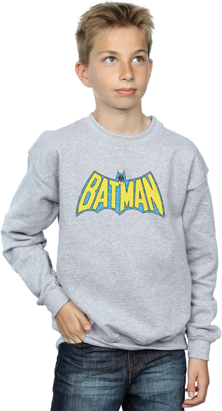 DC Comics Boys Batman Crackle Logo Sweatshirt 12-13 Years Sport Grey