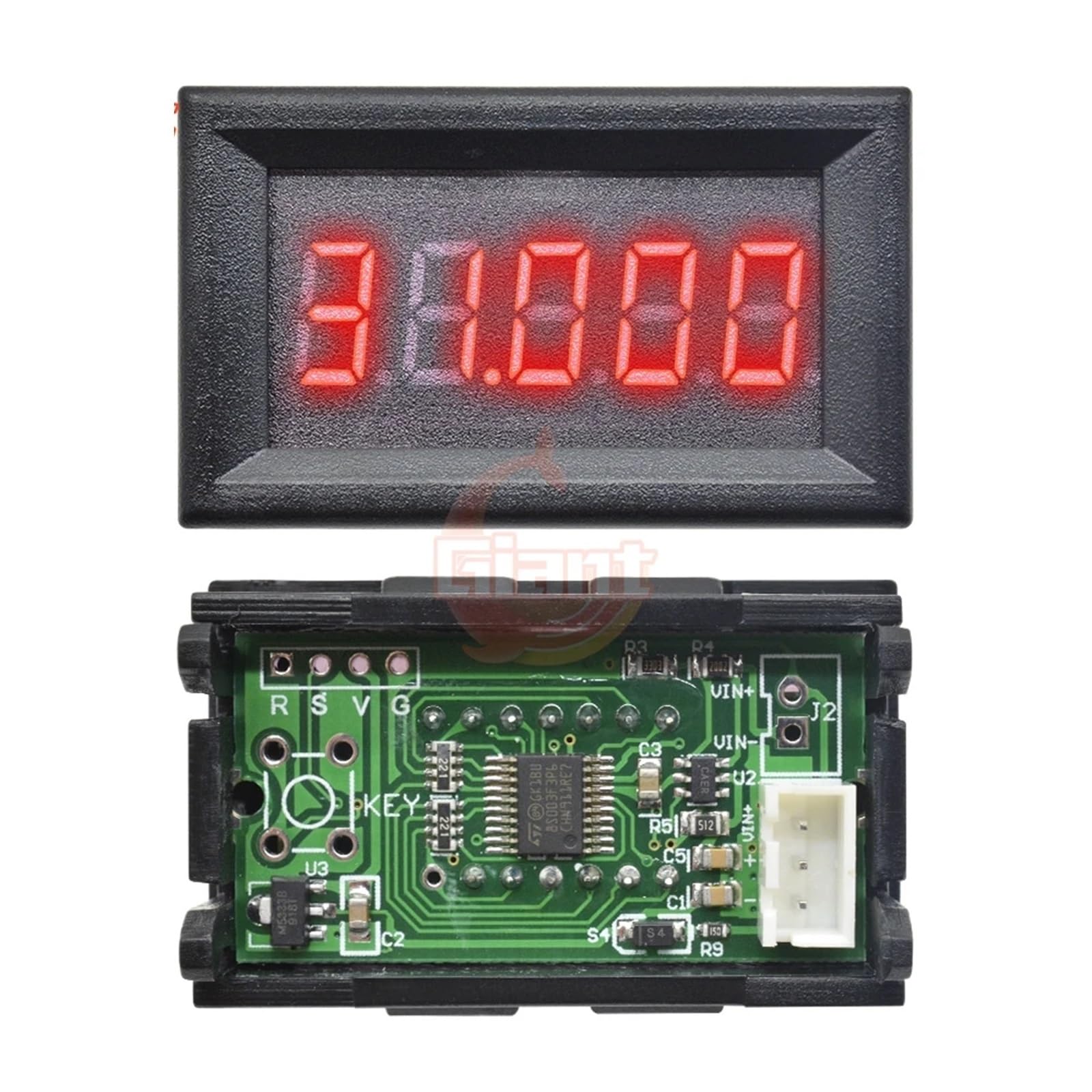 Voltímetro digital LED de CC de 5 bits y 3 cables, 3 V, 5 V, 12 V, 24 V, 0-33 000 V, alta precisión de 0,36 pulgadas, for coche, de voltaje(Red)
