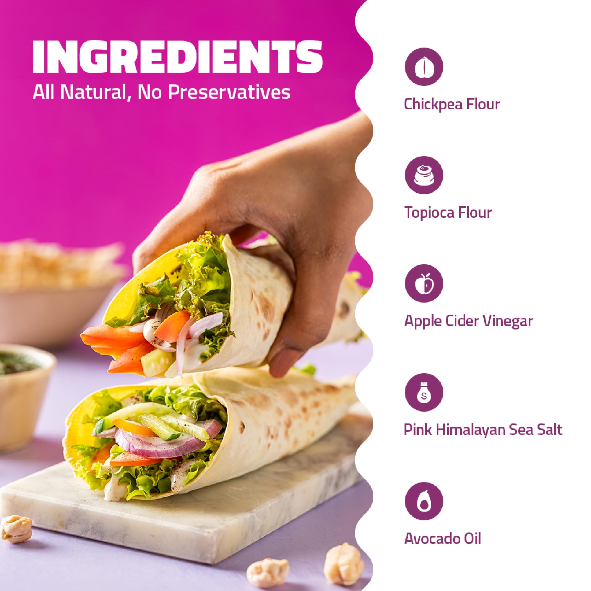 GOBBLERIGHT Gluten-Free Bundle: Almond Wraps, Chickpea Wraps & Crunchies Snack | Healthy Tortilla Wraps | Vegan, Grain-Free, Low-Calorie | Perfect for Burritos, Tacos, Shawarmas, Nachos & More 4