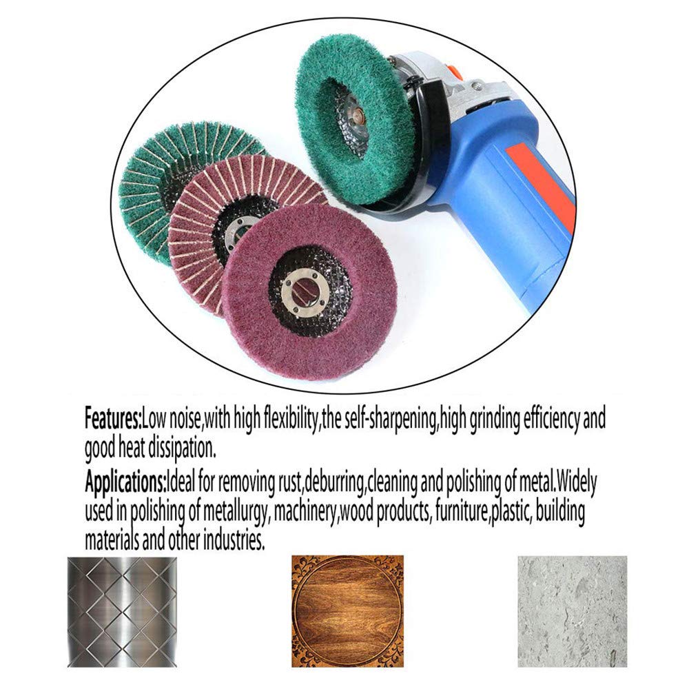 Dischi Giranti Abrasivi Di Polietilene Poliammide, Fibra Molatura per Lucidatura, rimozione Vernice, Pulizia Ruggine, (5 Pcs/100 mm) per Smerigliatrice angolare