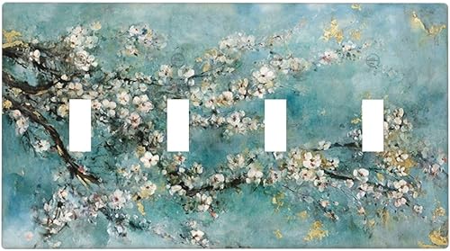 Miniatura 84 de Placa de pared de tortugas marinas, hierba oceánica, medusas, peces y algas marinas, placa de pared de doble palanca, cubierta de interruptor de luz