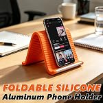 Silicone Phone Stand with Aluminum,Bendable Freely into Any Shape, Multi-Angle Adjustable Stand, Universal Adjustable Anti-Slip Desktop Mount for Home Office Travel (Black)